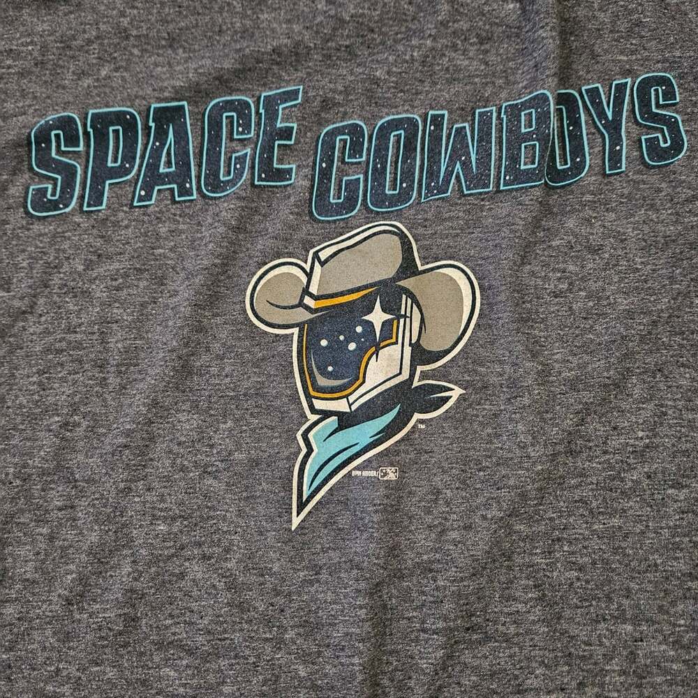 Gildan Sugar Land Space Cowboys T-Shirt Size L Gray Graphic Tee